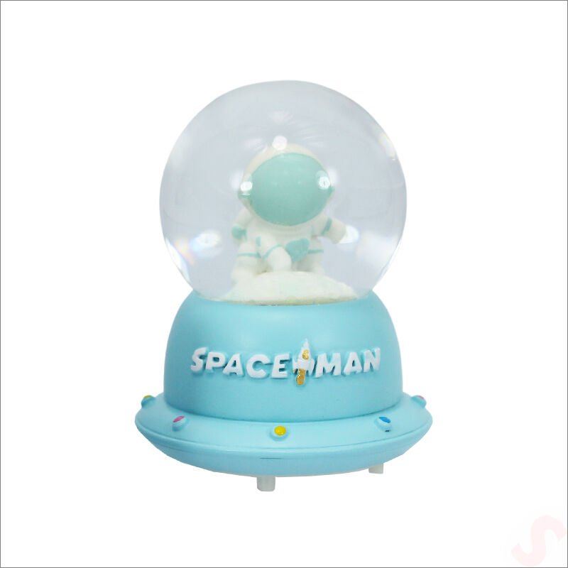 Uçuşan Yıldızlı,7,5cm x 4,5cm Led Işıklı Astronot Küre - Turkuaz