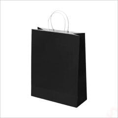 Büküm Saplı Kraft Çanta 42 x 31 x 12 cm, Siyah - 1 Adet