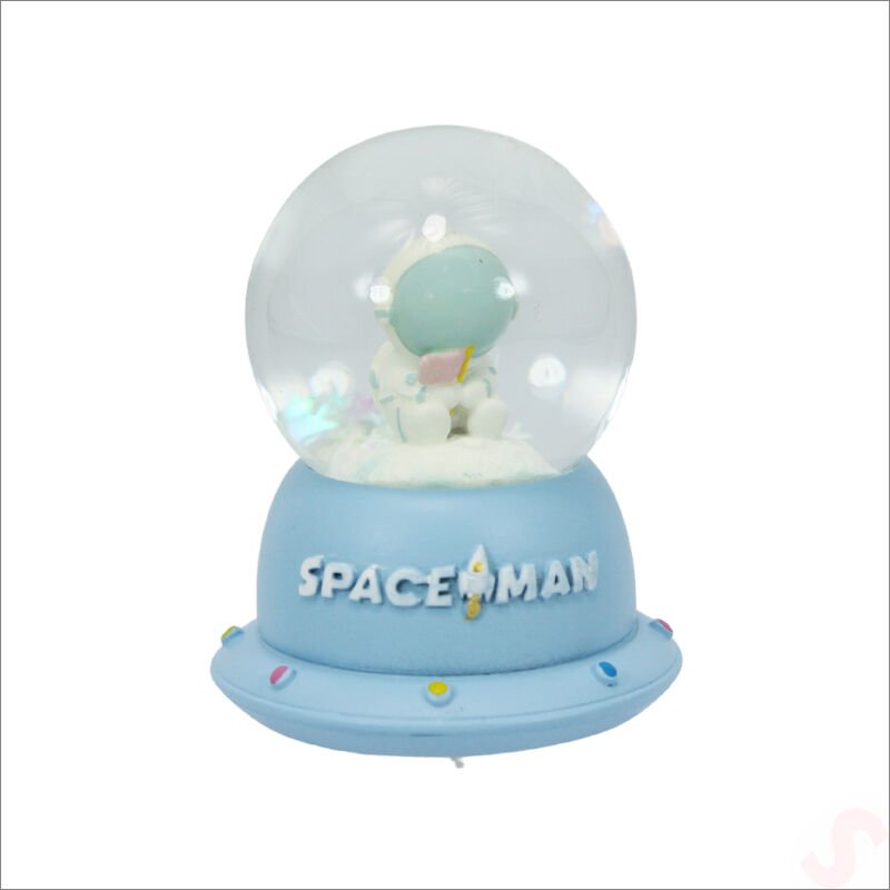 Uçuşan Yıldızlı,7,5cm x 4,5cm Led Işıklı Astronot Küre - Mavi