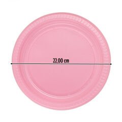 Pembe Plastik Tabak - 22,00 cm - 25 Adet