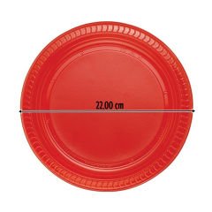 Kırmızı Plastik Tabak -   22,00 cm  -  25 Adet