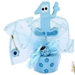 1 Yaş Figürlü SüSlü Notluk - Mavi Keseli