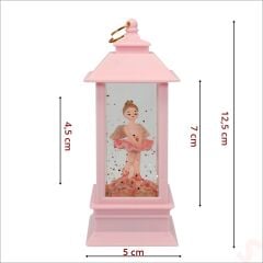 Uçuşan Simli,12,5cm x 5cm Led Işıklı Balerin Fener Küre - A