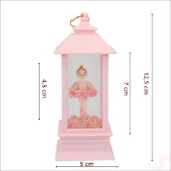 Uçuşan Simli,12,5cm x 5cm Led Işıklı Balerin Fener Küre - B