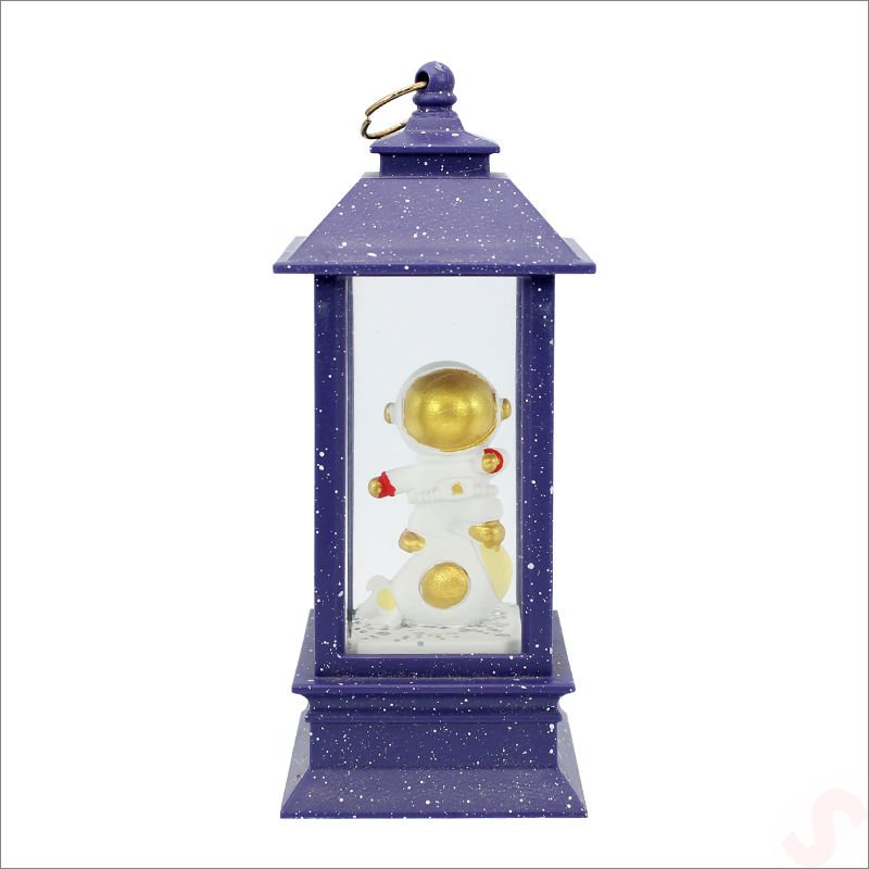 Uçuşan Simli,12,5cm x 5cm Led Işıklı Astronot Fener Küre - D