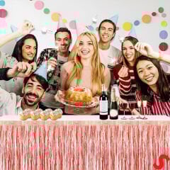 Parlak Saçaklı Işıltılı Masa Eteği 75cm x 275cm - Rose Gold