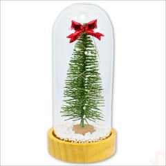 Yılbaşı Ağaçlı ve Led Işıklı, 17cm x 8cm Cam Fanus