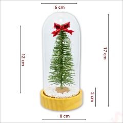 Yılbaşı Ağaçlı ve Led Işıklı, 17cm x 8cm Cam Fanus