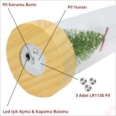 Yılbaşı Ağaçlı ve Led Işıklı, 17cm x 8cm Cam Fanus