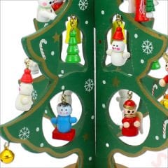 20 Parça SüSLü Ahşap 27cm Mini Yılbaşı Ağaç Seti - Yeşil