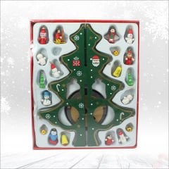 20 Parça SüSLü Ahşap 27cm Mini Yılbaşı Ağaç Seti - Yeşil