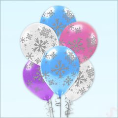 Kar Taneleri Baskılı Pastel Balon, 30cm x 8 Adet