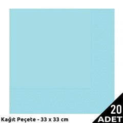Peçete, Mavi - 33  x 33 cm - 20 Adet