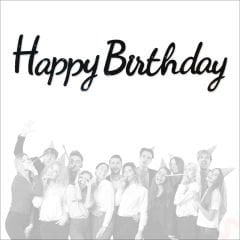 Happy Birthday Simli Folyo Karton Banner, 2 mt - Siyah