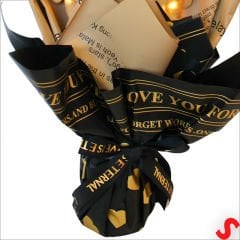 9 Kahve Pelüş Tavşanlı Led Işıklı Buket, 65cm x 45cm