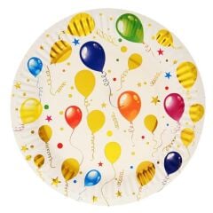 Varak Baskılı, Uçan Balonlar Karton Tabak, 23 cm - 8 Adet