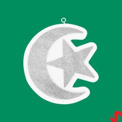 Ramazan Ay Yıldız Strafor SüS, 24cm x 22cm - Gümüş