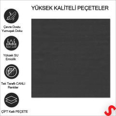 Siyah Peçete - 33cm x 33cm - 20 Adet