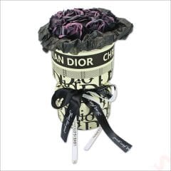 PVC Kutulu Özel Siyah Lüks Yapay GÜL Buketi - 30cm x 15cm