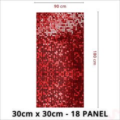 Işıltılı Pul Payetli Arka Fon Paneli, 90cm x 180cm - Kırmızı