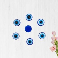 Plastik Yarım Nazar Boncuğu, 8mm x 50 Adet - Lacivert