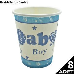 Baby Shower Karton Bardak, Mavi - 8 Adet