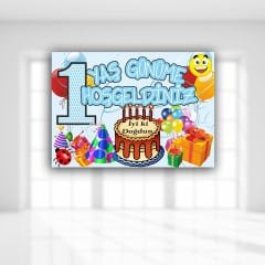 1 Yaş Günüme Hoşgeldiniz Afiş, 70cm x 50cm - Mavi