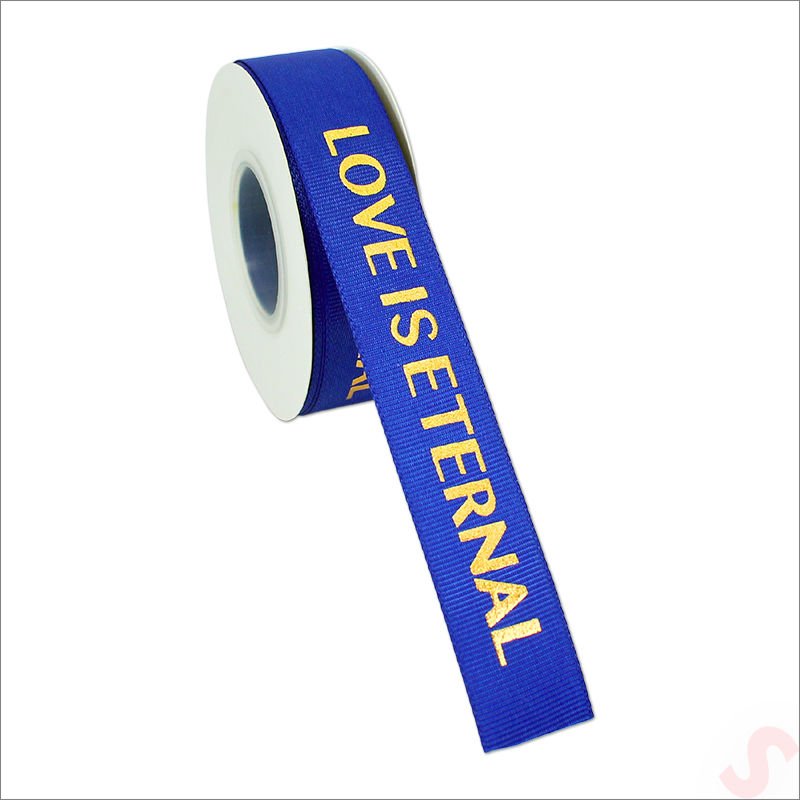 Grogren Kurdele Eternal Altın Baskılı, 2,5cm x 23mt - Koyu Mavi