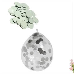 Şeffaf Balon İçi Pul Konfeti, 10 gr - Gümüş