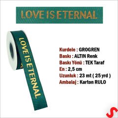 Grogren Kurdele Eternal Altın Baskılı, 2,5cm x 23mt - Yeşil