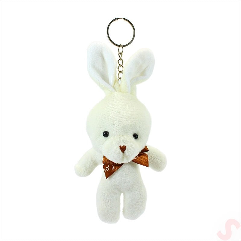 Pelüş Tavşan Anahtarlık, 15 cm x 8 cm - Krem