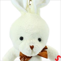 Pelüş Tavşan Anahtarlık, 15 cm x 8 cm - Krem