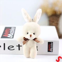 Pelüş Tavşan Anahtarlık, 15 cm x 8 cm - Krem