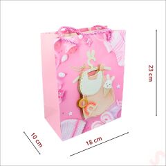 Karton Çanta, Tulum Model Pembe 23 x 18 x 10 cm - 1 Adet