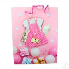 Karton Çanta, Etek Model Pembe 23 x 18 x 10 cm - 1 Adet