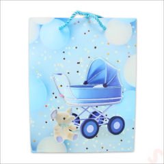 Karton Çanta, Puset Model Mavi 23 x 18 x 10 cm - 1 Adet