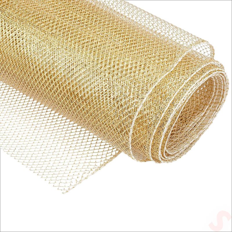 Simli Örgü File Rulo Tül, 75 cm x 7,3 mt - Altın