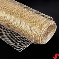 Simli Örgü File Rulo Tül, 75 cm x 7,3 mt - Altın