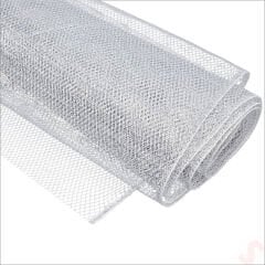 Simli Örgü File Rulo Tül, 75 cm x 7,3 mt - Gümüş