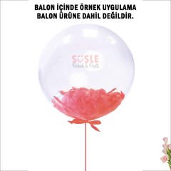 Şeffaf Balon İçi Kuş Tüyü, 100 Adet - Kırmızı