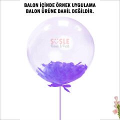 Şeffaf Balon İçi Kuş Tüyü, 100 Adet - Mor