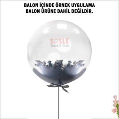 Şeffaf Balon İçi Kuş Tüyü, 100 Adet - Siyah