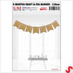 6 Months Simli Evalı Kraft Banner, 110cm x 17cm - Altın