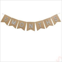 6 Months Simli Evalı Kraft Banner, 110cm x 17cm - Gümüş