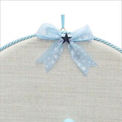 Fil Temalı Ahşap Pano 35cm Kapı Süsü - Mavi