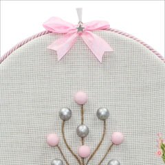 Fil Temalı Ahşap Pano 35cm Kapı Süsü - Pembe