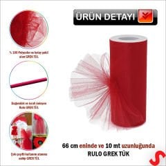 SüSLeme Tülü Grek Tül Rulo, 66 cm x 10 mt - Kırmızı