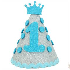 1 Yaş Simli Eva Külah Şapka - Gümüş