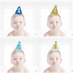 1 Yaş Simli Eva Külah Şapka - Gümüş