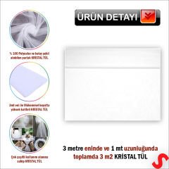 SüSLeme Tülü Kristal Tül, 3 mt en x 1 mt uzunluk - Beyaz